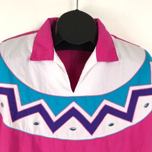 Vintage GVL Originals Collared Geometric Top Women's Plus 1X Aztec Embellished - Picture 3 of 13